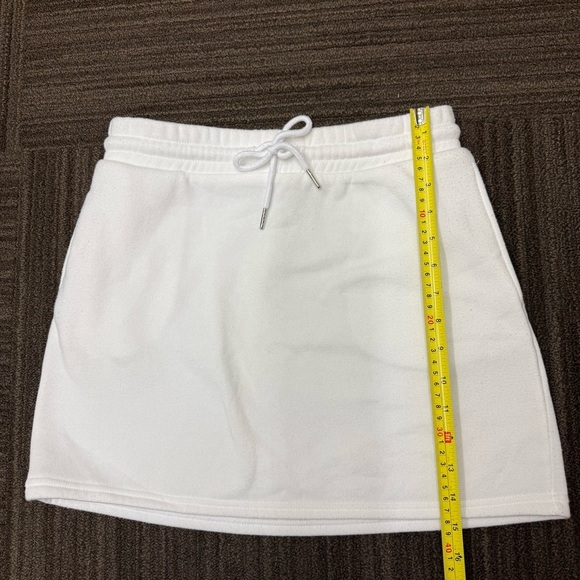 Love Streak White Drawstring Sweatshirt Like Fleece Skirt Pockets Summer Coverup - Picture 3 of 9